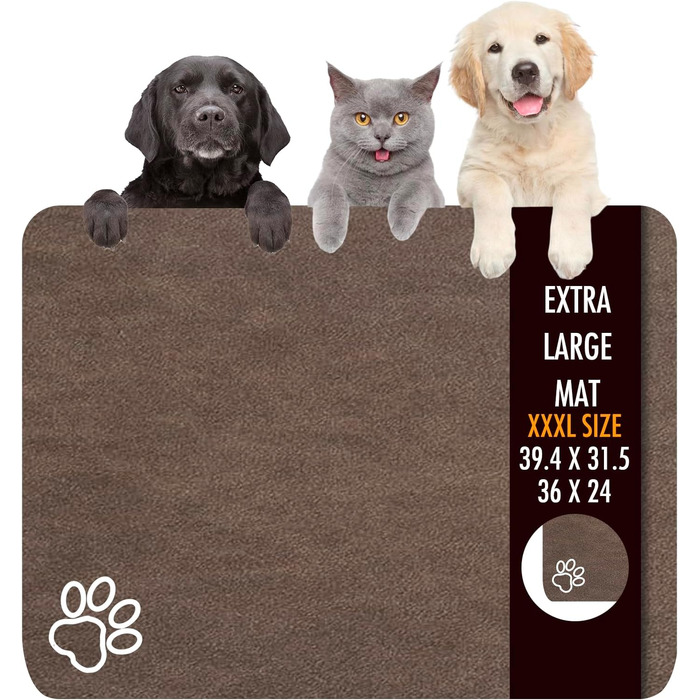 Килимок для годівлі домашніх тварин, 91.4 x 61 см, великий, вбираючий, для корму та води, нековзкий, без плям, швидковисихаючий, для тварин, для неслухняних