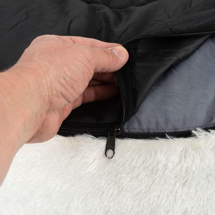 Крісло-лежанка для собак Zooplus Flocke | з в'язкоеластичними кульками | м'яке та зручне | гніздечко для собак | з блискавкою, можна прати | білий колір (діаметр: 90см x висота: 20см)