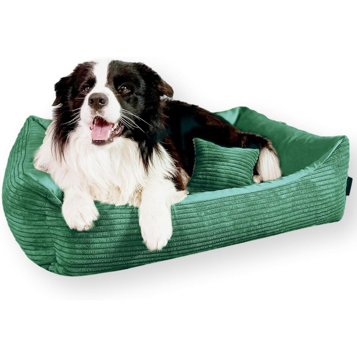М'яке ліжко для собак 4L Textil Molly, корзина для собак, середні породи, 100x80 см, зелений колір, знімний чохол, миється