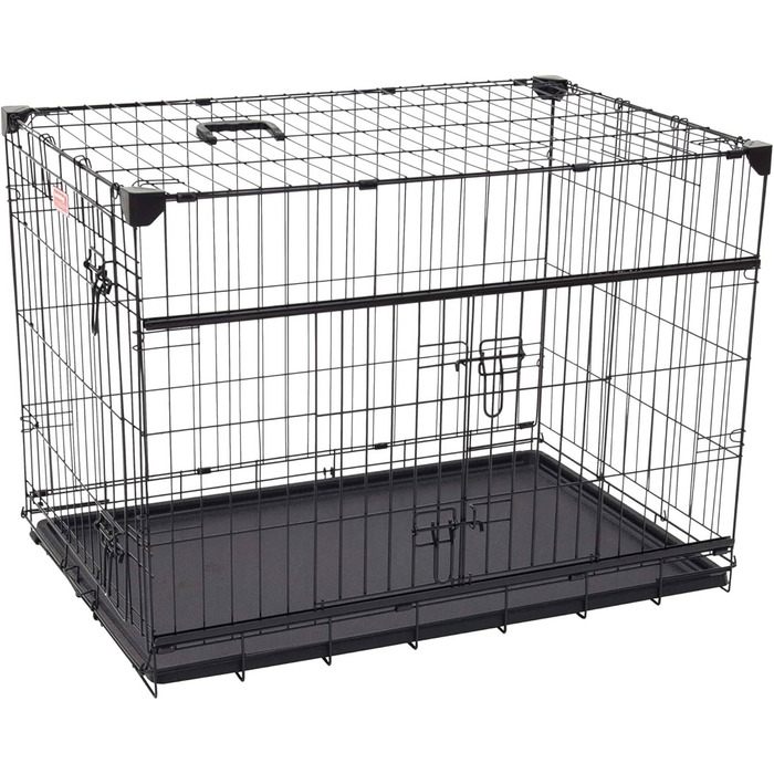 Клітка для собак Lucky Dog Slyder Whisper Glide з розсувними дверима, бічною дверцятю, знімним піддоном, гумовими ніжками та ручкою для перенесення, посилені кути