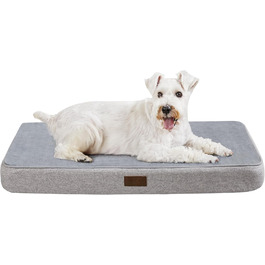 Ортопедичний лежак для собак середнього розміру, лежанка-матрац знімний водовідштовхуючий, з антиковзною основою, розмір M (76,2 x 50,8 x 7,6 см), сірий