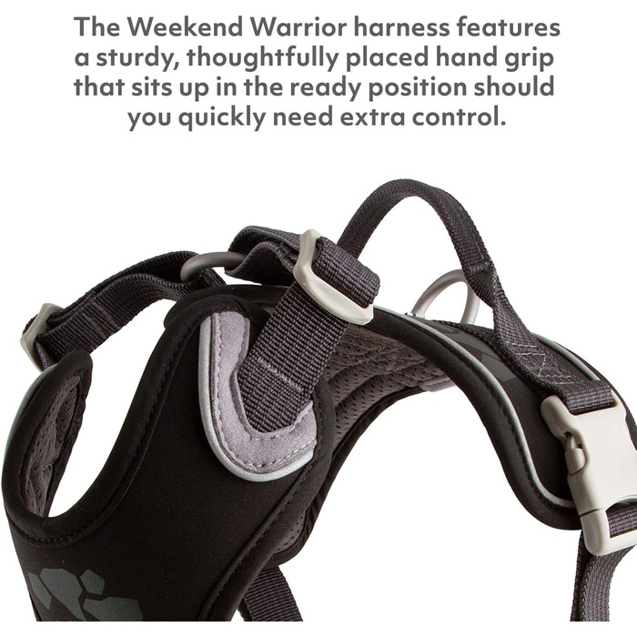 Шлея для собак Hurtta Weekend Warrior, чорна, 60-80 см – нагрудна, регульована, для середніх і великих порід