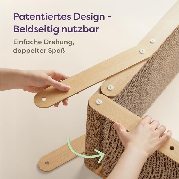 Кігтеточка для котів Knupis велика 68 см - міцна картонна кігтеточка для догляду за кігтями - до 2 років використання - легка збірка - поворотне L-подібне виконання - захист дивану та стін