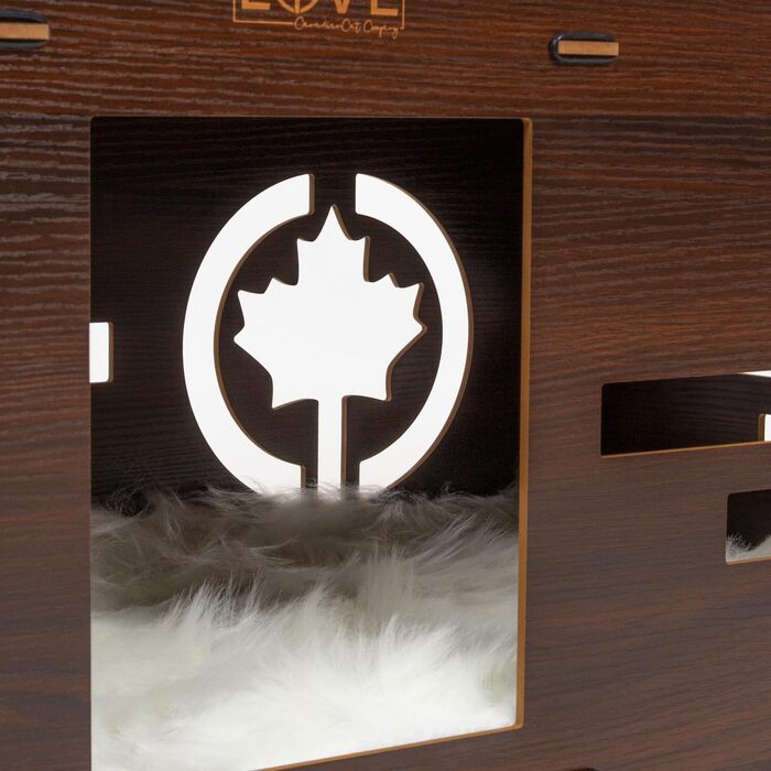 Будинок для котів CanadianCat Petitot, з картонним дряпаком і лежанкою, горіх, 60x39x39 см