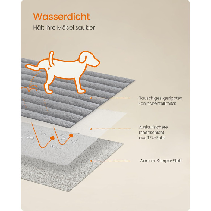 Водонепроникний килимок для собак Feandrea, XL (152 x 127 см), для великих та середніх собак, двосторонній, миючий, сірий та світло-сірий