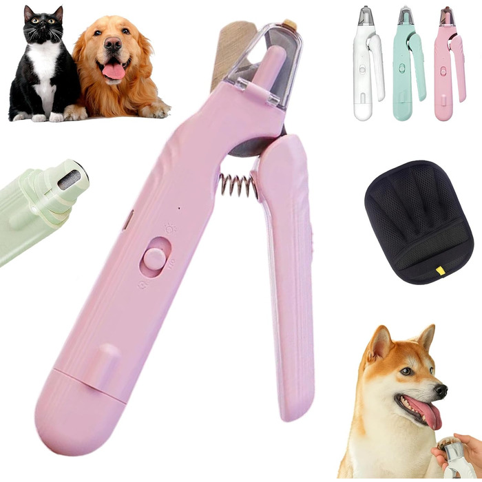 LED-кліщі для стрижки кігтів з підсвічуванням, захистом від бризок та тихим мотором (C-Рожевий)