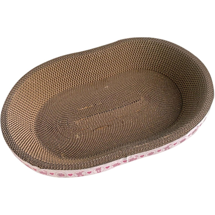 Котячий когтеточка з картону овальної форми, ігровий центр для котів, стильний лежак, 57x39x9.5 см