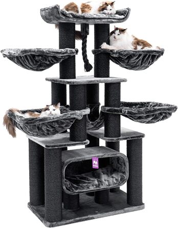 Драбина для котів Petrebels Skyline XXL, 186 см, чорна. Підходить для великих котів, таких як Мейн-кун
