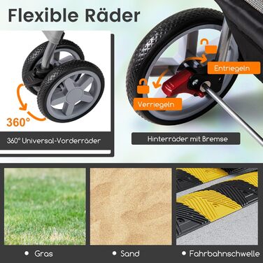 Візок для собак та котів COSTWAY, до 15 кг, сірий. З сітчастими віконцями, тримачем для напоїв, кошиком та сонцезахистом. Складаний.