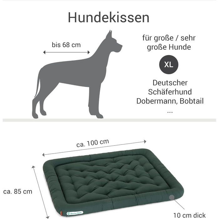 Ортопедичне ліжко для собак Doctor Bark, XL (100x85 см), зелене, 95°C, гігієнічне, міцне та зручне
