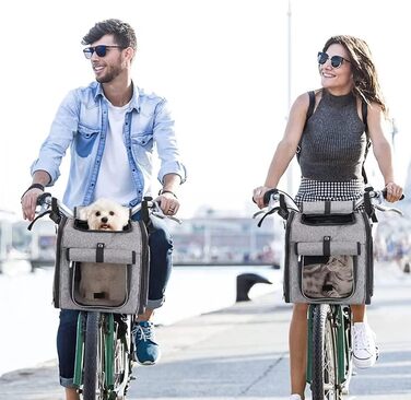 XXXLION Кошик на велосипед для собак, переноска-рюкзак для тварин з сітчастими віконцями, для собак, котів, цуценят, з регульованими ременями, сумка-тримач, для переднього колеса та автокрісла