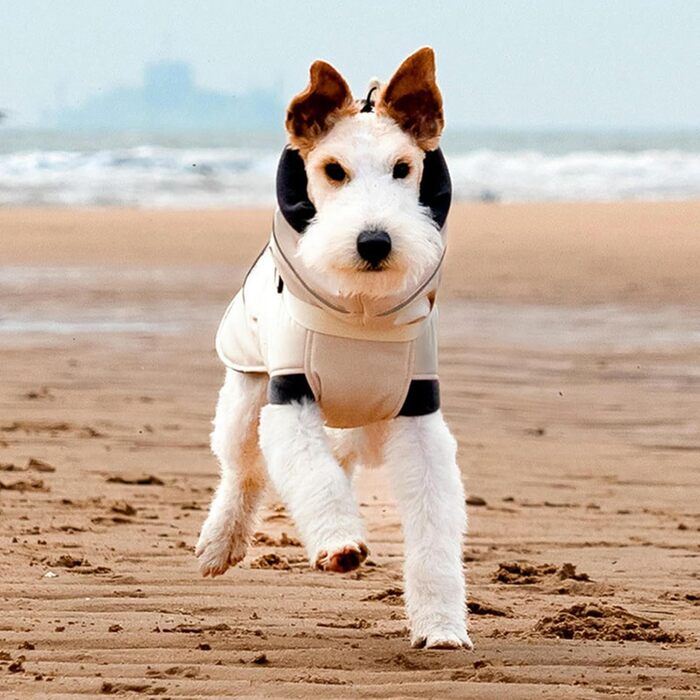 Тепла зимова жилетка для собак Wintermante, флісова комірця, для активного відпочинку, з кріпленням для шлейки, пуховик (Бежевий, 2XL)