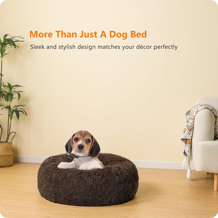 Ортопедичне ліжко для собак, кругле, м'яке, для котів та собак, 70 см Ø, (60x60x18 см), коричневе