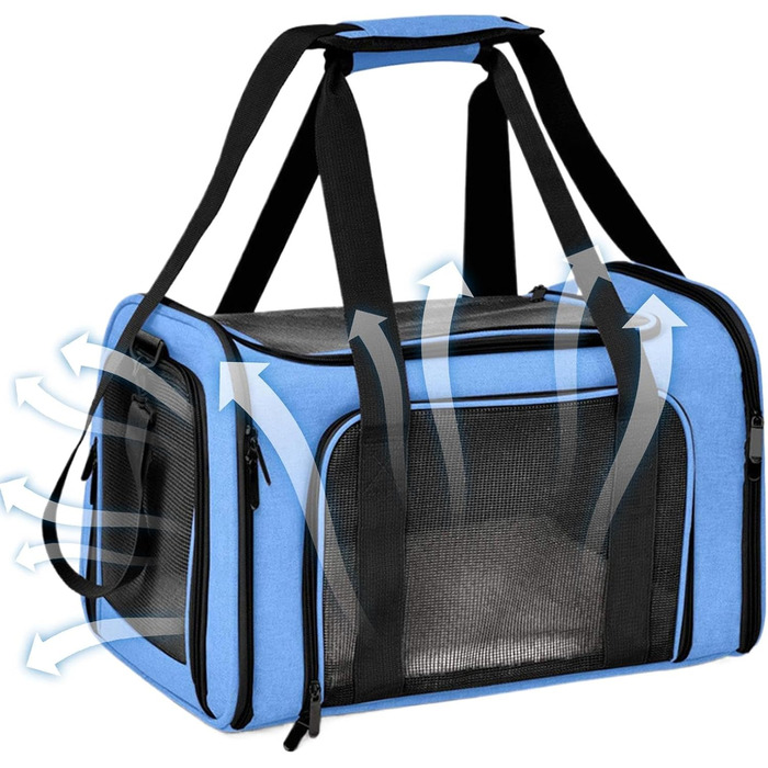 Транспортна переноска для тварин, сумка-переноска, переноска для собак, портативна, багатофункціональна, м'яка, складана, стабільна, безпечна, блакитна