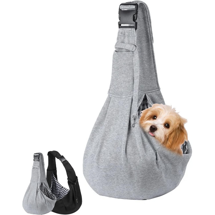 Сумка-слінг для тварин, переноска для котів та собак, зручна переноска на плечі (сірий)