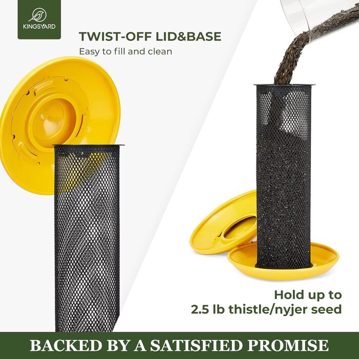 Автомат для годування птахів Kingsyard Distelfinken, нержавіюча сталь, годівниця для насіння Niger/Stieglitz, 1,1 кг, великий об'єм, антик-мідь (жовтий)
