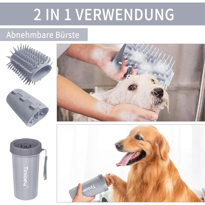 Очисник лап для собак | 3 рушники в комплекті | Очисник лап для собак | Аксесуари для собак середніх порід | Щітка для собак | Розмір M (Великий, Сірий)