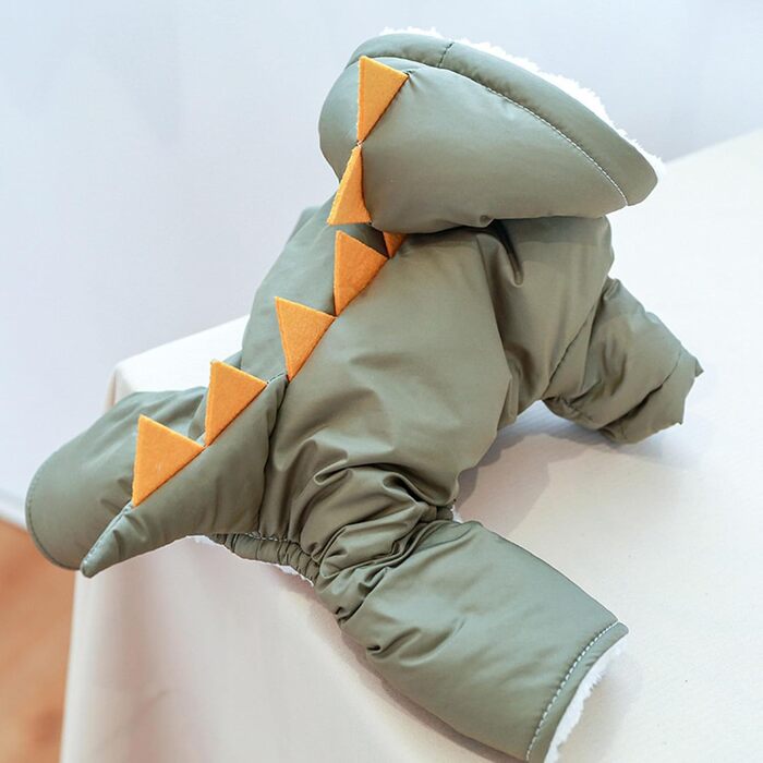 Костюм для собак у вигляді динозавра: теплий худі-комбінезон з капюшоном, червоний, розмір M