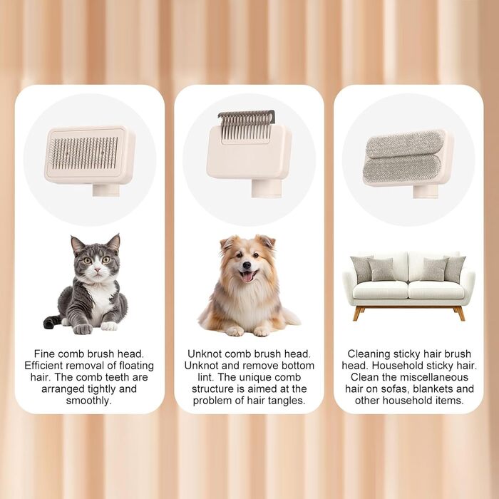 Бурштук для догляду за шерстю котів та собак, багатофункціональна щітка для вичісування, багаторазове аксесуар для розплутування, інструмент для чищення домашніх тварин