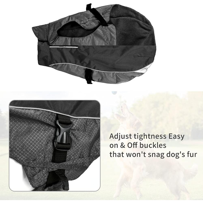 Водонепроникний зимовий теплий дощовик для собак, куртка для собак, вітронепроникний дощовик з флісовою підкладкою, теплий дощовик для собак великих порід - XL, чорний