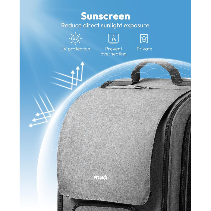 Рюкзак для кота Pecute з сіткою, дихаючий рюкзак-переноска для собак і котів, сірий (42*32*26 см)