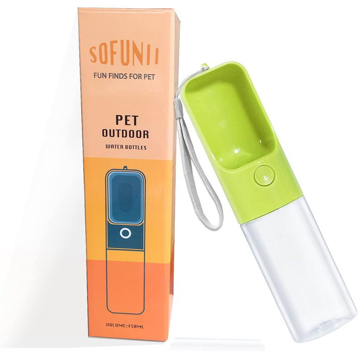 Фляга для собак MICHETT True Love Sofunii, 425 мл, зелена: витривала, BPA-free, для прогулянок