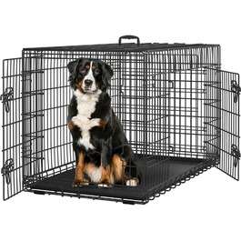 Клітка для собак Yaheetech 122x71x78 см, розкладна з перегородкою, 2 двері, чорна, для дому та транспортування