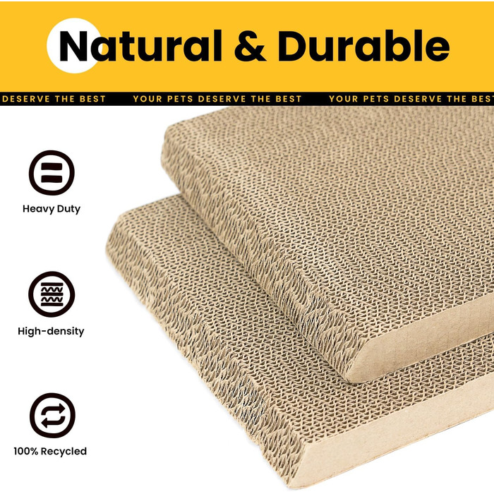 Котячий когтетоп з коробкою та 4 змінними шарами когтешорсткого матеріалу - великі когтетопи з міцного гофрокартону, двосторонні когтешорстки з наклейками DIY - місце для відпочинку котів у квартирі, захист меблів (великий, у формі трикутника)