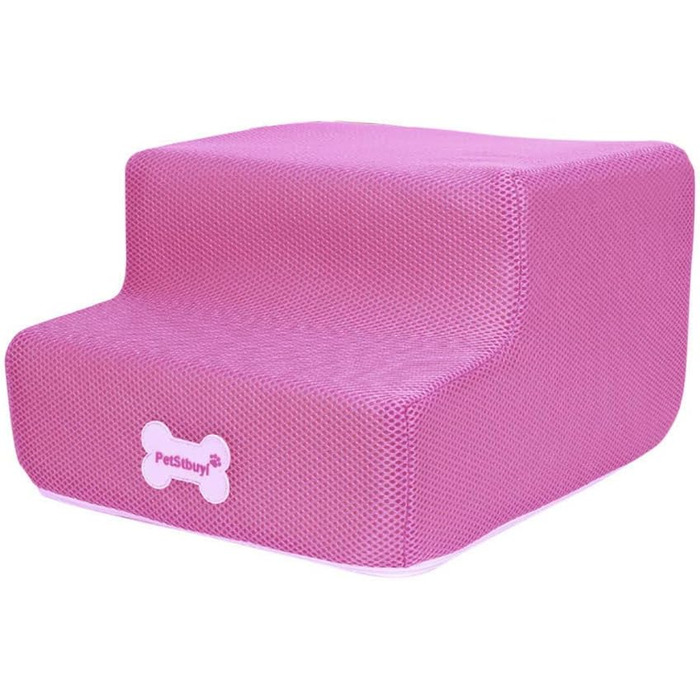 Сходинки для собак на 2 сходинки для ліжка та дивану, 20 см, широкі, для малих, старих, великих собак та котів, стабільні, неслизькі, миючі, рожеві