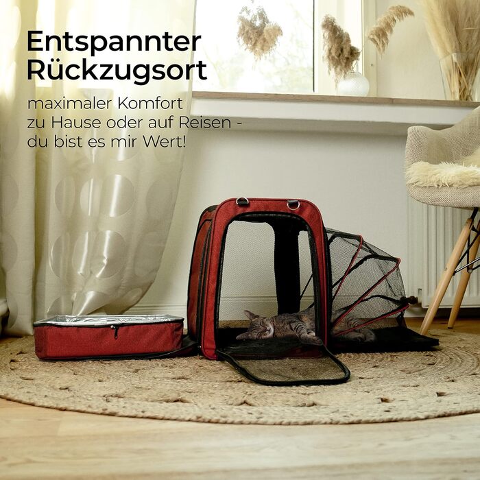 Транспортна переноска для котів You Decide Munich Cat Premium Suite LX (червона) з туалетом, складна
