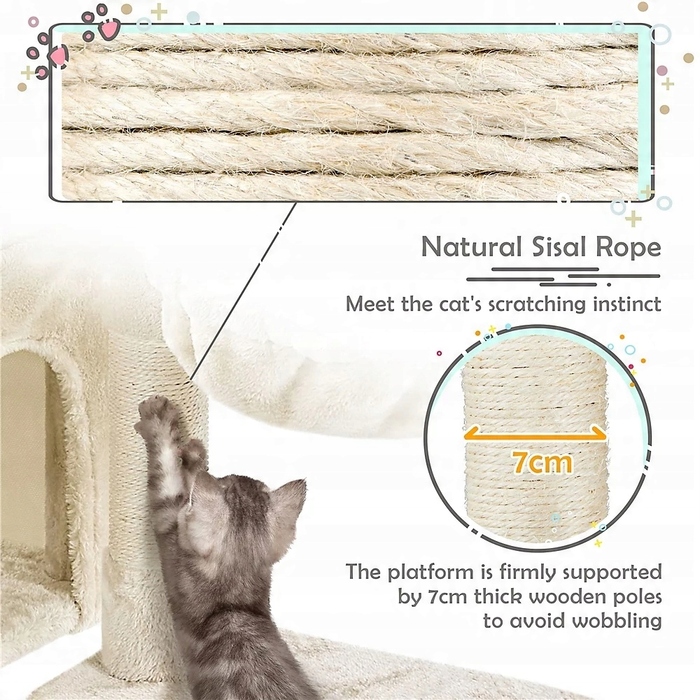 Комплекс для котів: дряпалка, будинок-будка та лежанка, 107 см