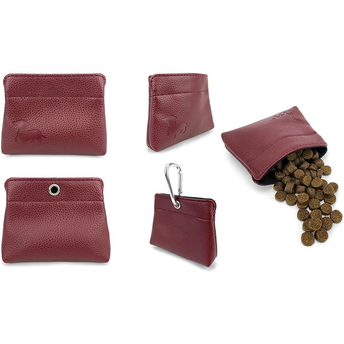 Сумка для ласощів для собак Swaggly – чорна з червоною/каштановою внутрішньою стороною, з магнітною застібкою