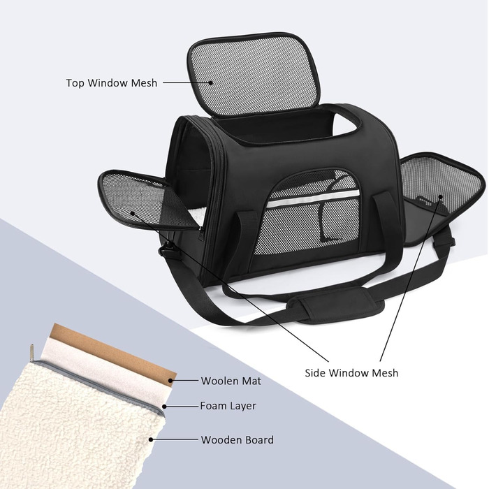 Транспортна сумка для котів та собак SHJOEE, розширювана, складана, 43x28x25 см.