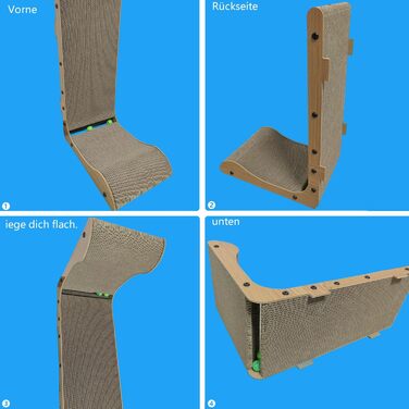 Кігтеточка для котів L-подібної форми, настінний монтаж, 60 см, вертикальна/горизонтальна, з іграшкою-кулькою, економія місця, довговічна конструкція для дому