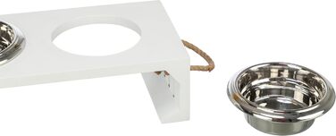 Набір мисок для собак TRIXIE Nordic 900 мл (білий) - миска для великих собак, 17 см, нержавіюча сталь, MDF, міцна, для миття в посудомийній машині