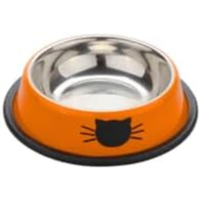 Набір мисок для котів PawPourri з нержавіючої сталі, протиковзкі, 2 шт (230 мл, сірий, червоний, помаранчевий, чорний)