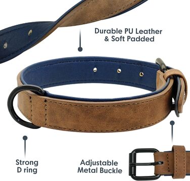 Шкільний нашийник для собак Didog: м'який, з підкладкою, зелений, L (33-43 см, 10-20 кг)