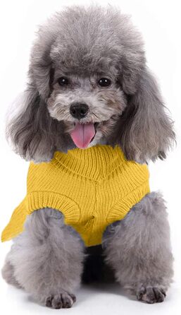 Светр для маленьких собак Chborchicen, в'язаний одяг для котів, теплий зимовий одяг для кошенят та цуценят, розмір XS, світло-блакитний (X-Small, сукня - жовтий)