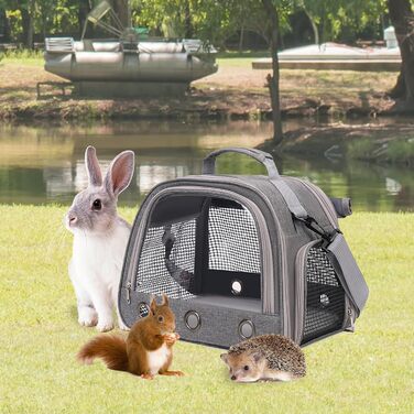 Транспортна переноска для дрібних тварин APKOL - переноска для морських свинок, кроликів, хом'яків, їжаків, сірого кольору