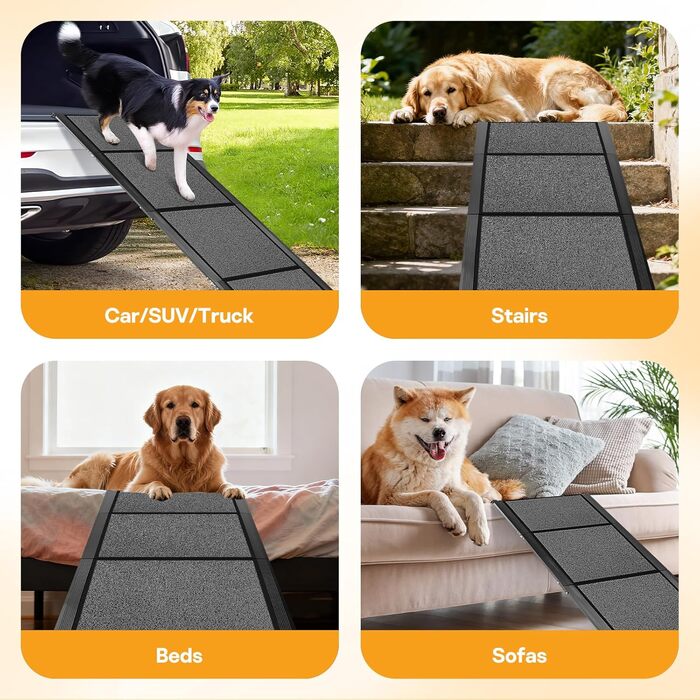 Рампа для собак до автомобіля, складана, до 115 кг, з антиковзким килимком, для вантажівок та SUV, великі та середні породи