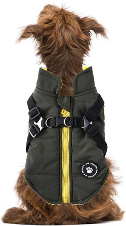Зимовий теплий одяг для собак: жилет та куртка з повдком, водонепроникний костюм Baumwolle (зелений, S)