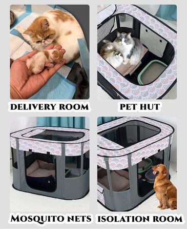 Портативна собача будка Floving, загон для тварин, переносна клітка для котів та цуценят, сіра (80*60 см)