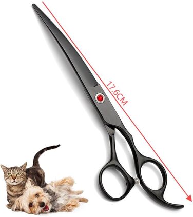 Набір професійних ножиць для грумінгу собак та котів 7.0 дюймів (5-в-1), нержавіюча сталь 440C, з витончувальним ножем, вигнутими та прямими ножицями, гребінцем для шерсті