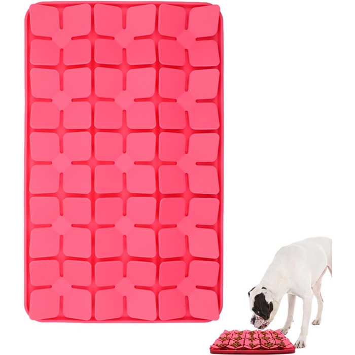Килимок-лизалка для собак Katzenschlamm з присосками, лінза, зменшує нудьгу, для ласощів та корму, фіолетовий (червоний)