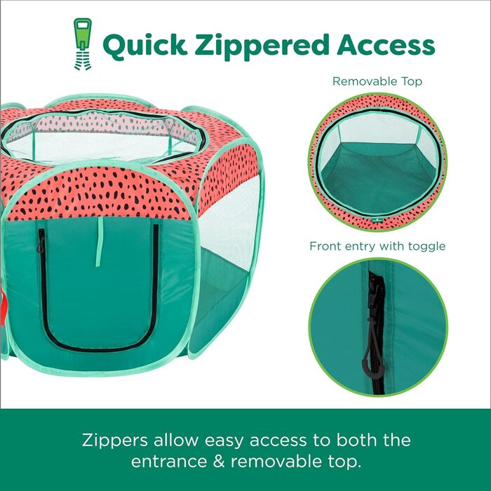 Furhaven Переносний вольєр для собак та котів, складаний ігровий майданчик/загон для дому та вулиці з блискавкою, зелений та рожевий, XL Зелений/Рожевий Extra Large