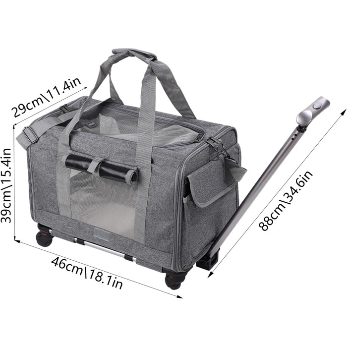 Транспортна сумка для собак та котів - переноска для тварин з колесами | Легка переноска для кошенят та цуценят, розмір ручної поклажі