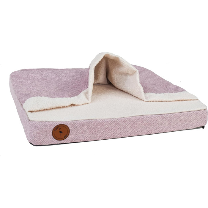 М'яке ліжко для собак середніх порід з ортопедичною матрацом, капюшоном та неслизьким покриттям. Легко миється, з блискавкою. Рожевий колір, 85 x 70 x 10 см