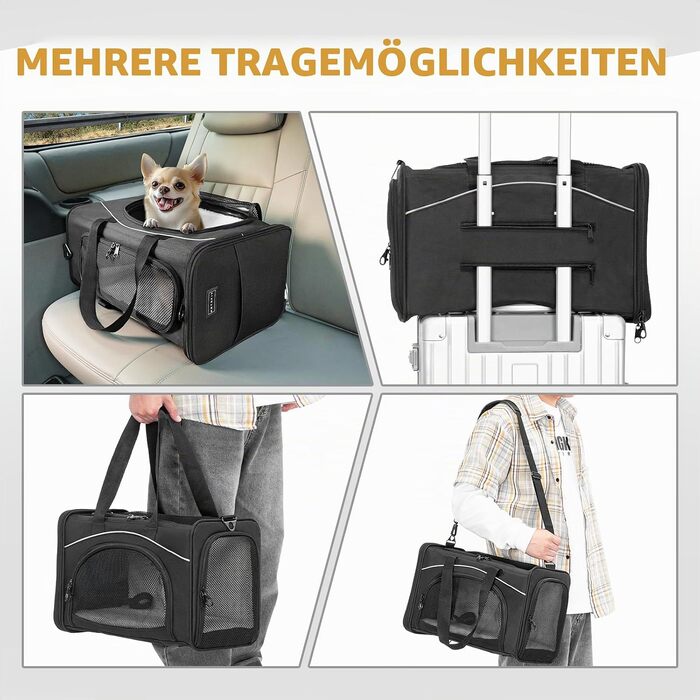 Переноска для собак і котів Petsfit (M) - сумка-переноска для авіаперельотів, авто та потягу, чорна