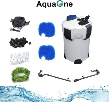 Зовнішній акваріумний фільтр AquaOne HW-302, 1000 л/год, для акваріумів до 400 л, з фільтруючими матеріалами, для прісної та морської води