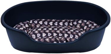 Корзина для собак Adena 71x48 см, антрацитова + подушка серця, коричнева (L 92 x B 61 x H 26 см)